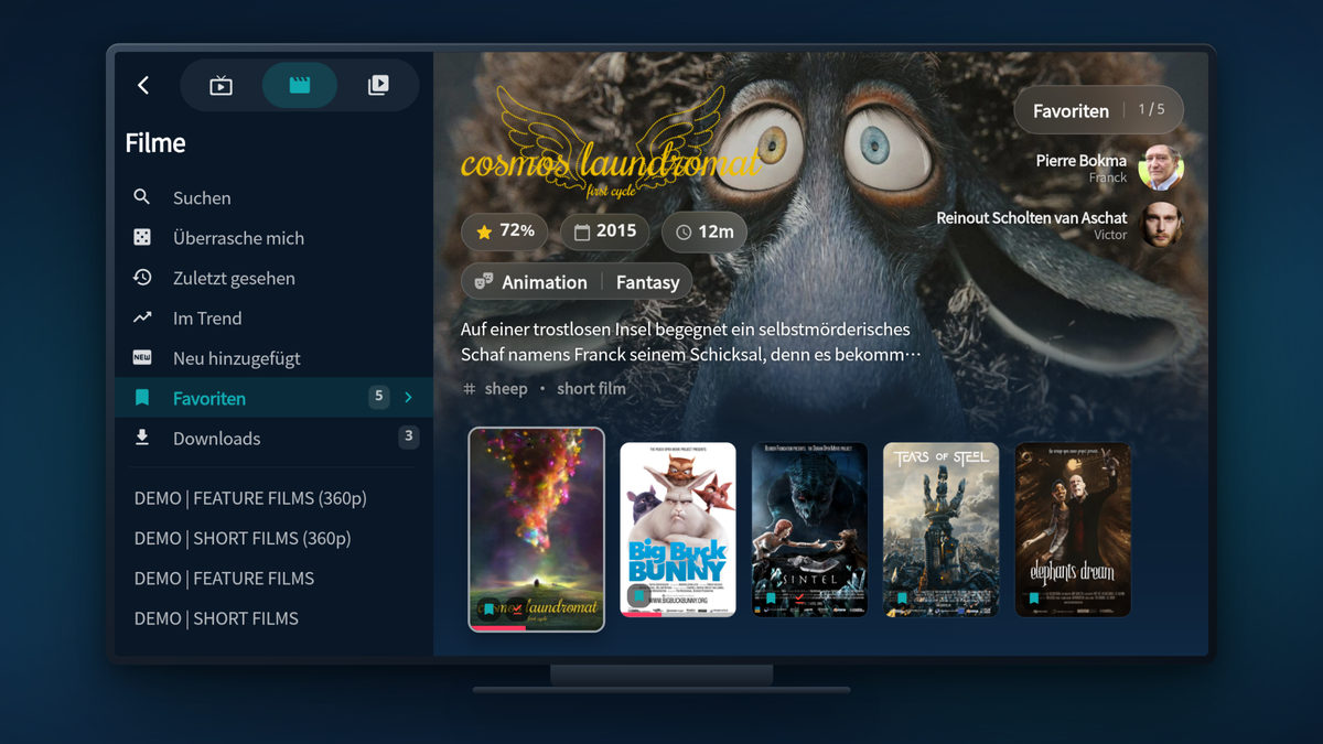 Tunvio auf dem Smart-TV: die Filmmediathek für die Fernbedienung