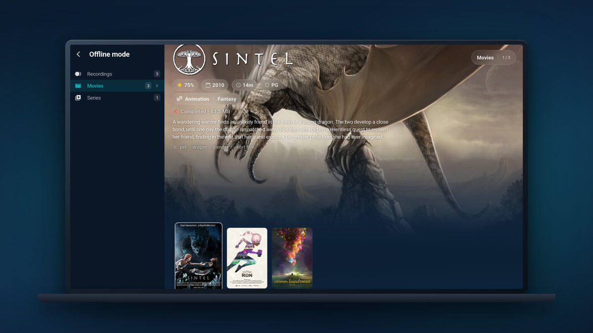 Recordings and downloads in Tunvio, shown on a laptop