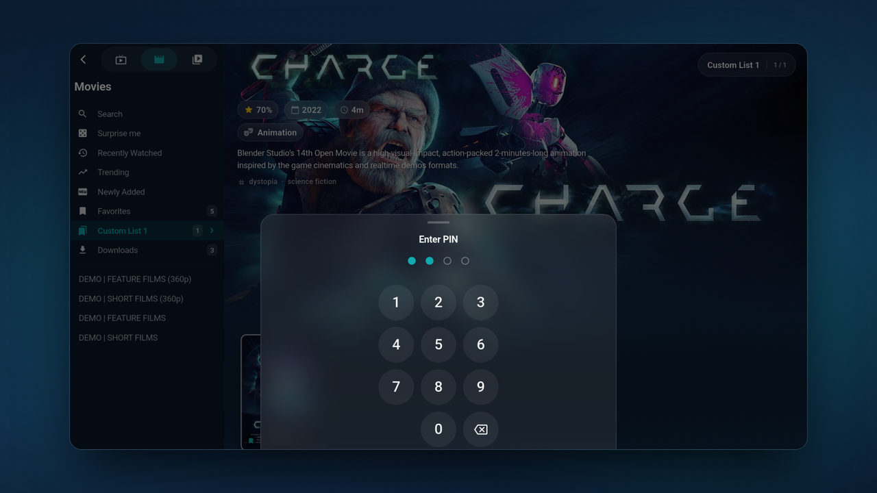 PIN pad in front of a locked category