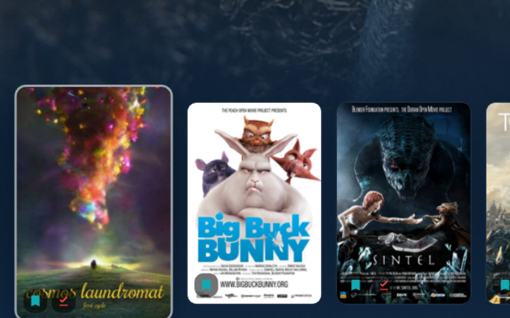 A row of movie posters in the Tunvio library